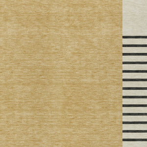 Homeroots 3' Gold Black Beige Striped Washable Area Rug For Indoor Outdoor Spaces - Durable & Versatile Decor 9' X 12' Polyester 597221