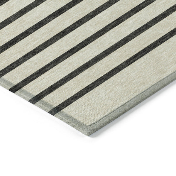 Homeroots 3' Gold Black Beige Striped Washable Area Rug For Indoor Outdoor Spaces - Durable & Versatile Decor 10' X 14' Polyester 597222