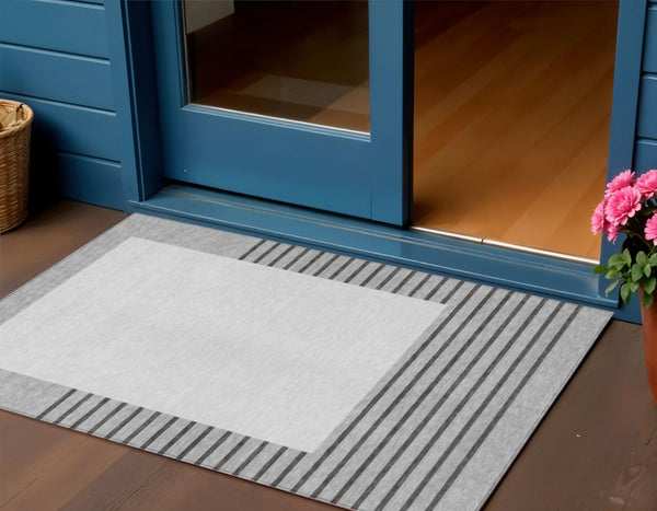 Homeroots 3' Gold Black Beige Striped Washable Area Rug For Indoor Outdoor Spaces - Durable & Versatile Decor 3' X 5' Polyester 597223