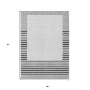 Homeroots 3' Gold Black Beige Striped Washable Area Rug For Indoor Outdoor Spaces - Durable & Versatile Decor 5' X 8' Polyester 597224