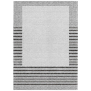 Homeroots 3' Gold Black Beige Striped Washable Area Rug For Indoor Outdoor Spaces - Durable & Versatile Decor 5' X 8' Polyester 597224