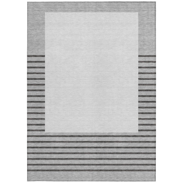 Homeroots 3' Gold Black Beige Striped Washable Area Rug For Indoor Outdoor Spaces - Durable & Versatile Decor 5' X 8' Polyester 597224