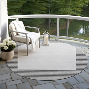 Homeroots 3' Gold Black Beige Striped Washable Area Rug For Indoor Outdoor Spaces - Durable & Versatile Decor 8' Round Polyester 597225