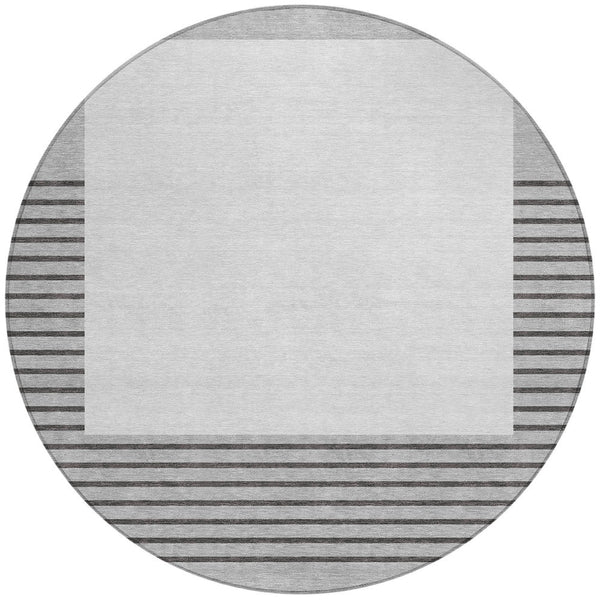 Homeroots 3' Gold Black Beige Striped Washable Area Rug For Indoor Outdoor Spaces - Durable & Versatile Decor 8' Round Polyester 597225