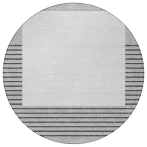 Homeroots 3' Gold Black Beige Striped Washable Area Rug For Indoor Outdoor Spaces - Durable & Versatile Decor 8' Round Polyester 597225