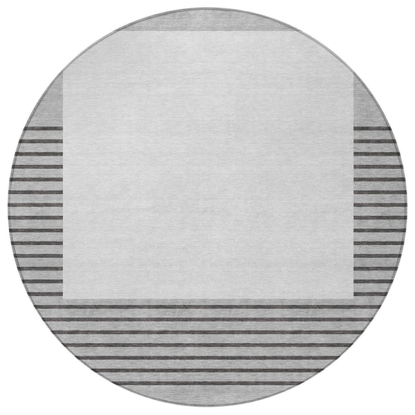 Homeroots 3' Gold Black Beige Striped Washable Area Rug For Indoor Outdoor Spaces - Durable & Versatile Decor 8' Round Polyester 597225