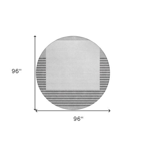 Homeroots 3' Gold Black Beige Striped Washable Area Rug For Indoor Outdoor Spaces - Durable & Versatile Decor 8' Round Polyester 597225