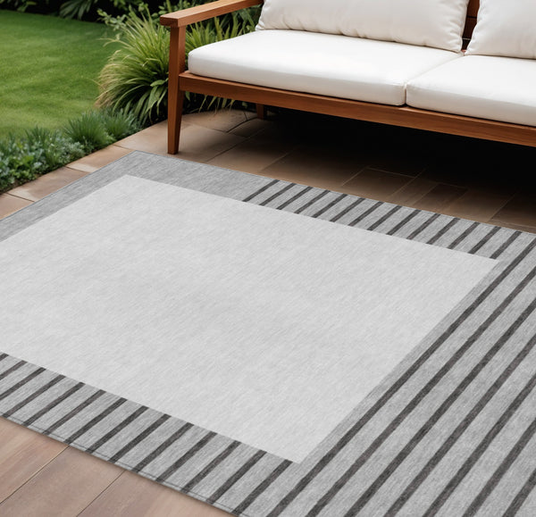 Homeroots 3' Gold Black Beige Striped Washable Area Rug For Indoor Outdoor Spaces - Durable & Versatile Decor 9' X 12' Polyester 597227