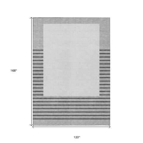 Homeroots 3' Gold Black Beige Striped Washable Area Rug For Indoor Outdoor Spaces - Durable & Versatile Decor 10' X 14' Polyester 597228