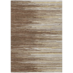 HomeRoots 9' Indoor Outdoor Area Rug - Stylish Brown, Beige & Ivory Striped Design, Washable & Durable! 597233