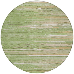 Homeroots 3' Striped Washable Area Rug - Stylish Brown, Beige & Ivory Design For Indoor And Outdoor Use 8' Round Polyester 597237