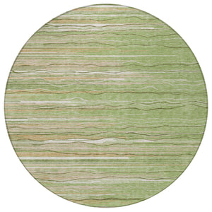 Homeroots 3' Striped Washable Area Rug - Stylish Brown, Beige & Ivory Design For Indoor And Outdoor Use 8' Round Polyester 597237