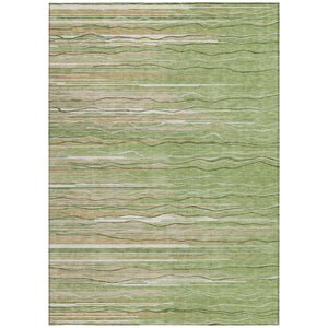Homeroots 3' Striped Washable Area Rug - Stylish Brown, Beige & Ivory Design For Indoor And Outdoor Use 8' X 10' Polyester 597238