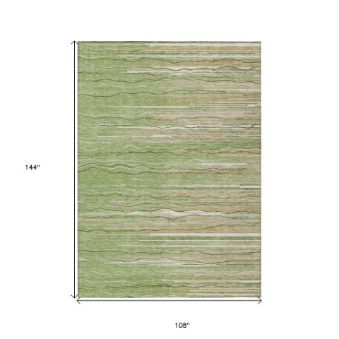 Homeroots 3' Striped Washable Area Rug - Stylish Brown, Beige & Ivory Design For Indoor And Outdoor Use 9' X 12' Polyester 597239