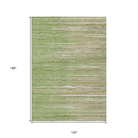 Homeroots 3' Striped Washable Area Rug - Stylish Brown, Beige & Ivory Design For Indoor And Outdoor Use 10' X 14' Polyester 597240