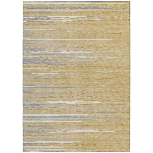 Homeroots 3' Striped Washable Area Rug - Stylish Brown, Beige & Ivory Design For Indoor And Outdoor Use 5' X 8' Polyester 597242