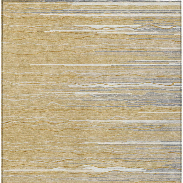 Homeroots 3' Striped Washable Area Rug - Stylish Brown, Beige & Ivory Design For Indoor And Outdoor Use 5' X 8' Polyester 597242