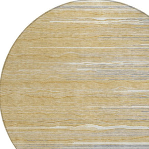 Homeroots 3' Striped Washable Area Rug - Stylish Brown, Beige & Ivory Design For Indoor And Outdoor Use 8' Round Polyester 597243