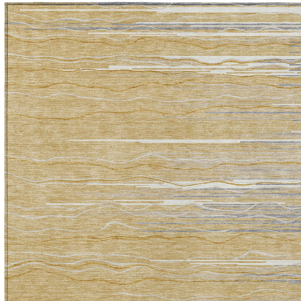 Homeroots 3' Striped Washable Area Rug - Stylish Brown, Beige & Ivory Design For Indoor And Outdoor Use 8' X 10' Polyester 597244