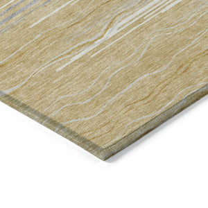 Homeroots 3' Striped Washable Area Rug - Stylish Brown, Beige & Ivory Design For Indoor And Outdoor Use 10' X 14' Polyester 597246