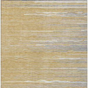 Homeroots 3' Striped Washable Area Rug - Stylish Brown, Beige & Ivory Design For Indoor And Outdoor Use 10' X 14' Polyester 597246