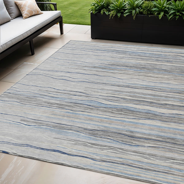 Homeroots 3' Striped Washable Area Rug - Stylish Brown, Beige & Ivory Design For Indoor And Outdoor Use 5' X 8' Polyester 597248