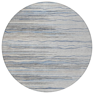 Homeroots 3' Striped Washable Area Rug - Stylish Brown, Beige & Ivory Design For Indoor And Outdoor Use 8' Round Polyester 597249