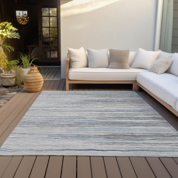Homeroots 3' Striped Washable Area Rug - Stylish Brown, Beige & Ivory Design For Indoor And Outdoor Use 10' X 14' Polyester 597252