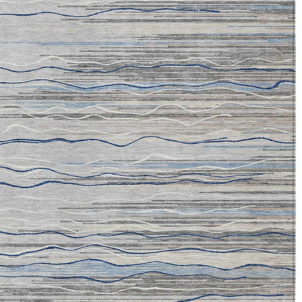 Homeroots 3' Striped Washable Area Rug - Stylish Brown, Beige & Ivory Design For Indoor And Outdoor Use 10' X 14' Polyester 597252