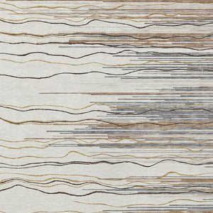 Homeroots 3' Striped Washable Area Rug - Stylish Brown, Beige & Ivory Design For Indoor And Outdoor Use 3' X 5' Polyester 597253