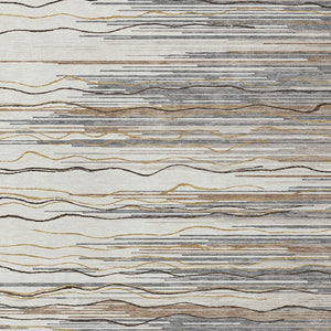 Homeroots 3' Striped Washable Area Rug - Stylish Brown, Beige & Ivory Design For Indoor And Outdoor Use 8' X 10' Polyester 597256