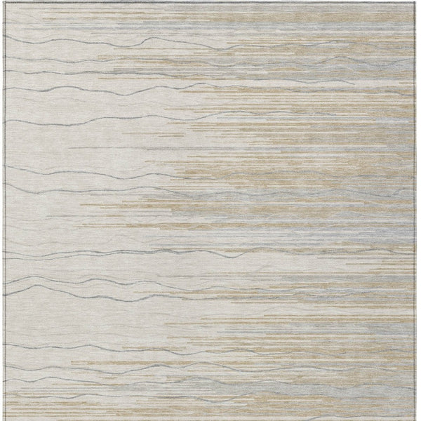 Homeroots 3' Striped Washable Area Rug - Stylish Brown, Beige & Ivory Design For Indoor And Outdoor Use 3' X 5' Polyester 597259