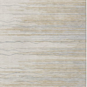 Homeroots 3' Striped Washable Area Rug - Stylish Brown, Beige & Ivory Design For Indoor And Outdoor Use 5' X 8' Polyester 597260