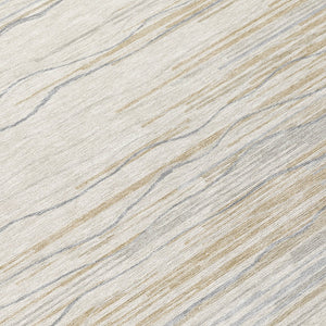 Homeroots 3' Striped Washable Area Rug - Stylish Brown, Beige & Ivory Design For Indoor And Outdoor Use 8' Round Polyester 597261