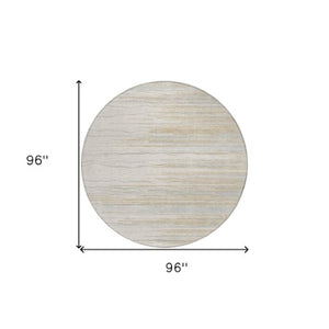 Homeroots 3' Striped Washable Area Rug - Stylish Brown, Beige & Ivory Design For Indoor And Outdoor Use 8' Round Polyester 597261