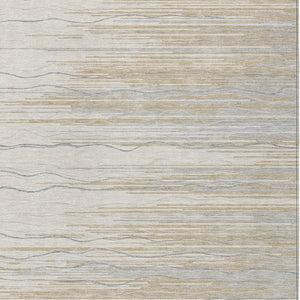 Homeroots 3' Striped Washable Area Rug - Stylish Brown, Beige & Ivory Design For Indoor And Outdoor Use 9' X 12' Polyester 597263