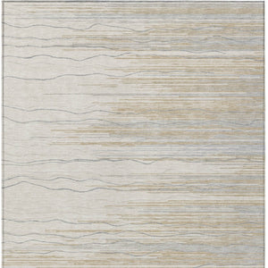Homeroots 3' Striped Washable Area Rug - Stylish Brown, Beige & Ivory Design For Indoor And Outdoor Use 10' X 14' Polyester 597264