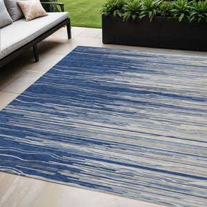 Homeroots 3' Striped Washable Area Rug - Stylish Brown, Beige & Ivory Design For Indoor And Outdoor Use 5' X 8' Polyester 597266
