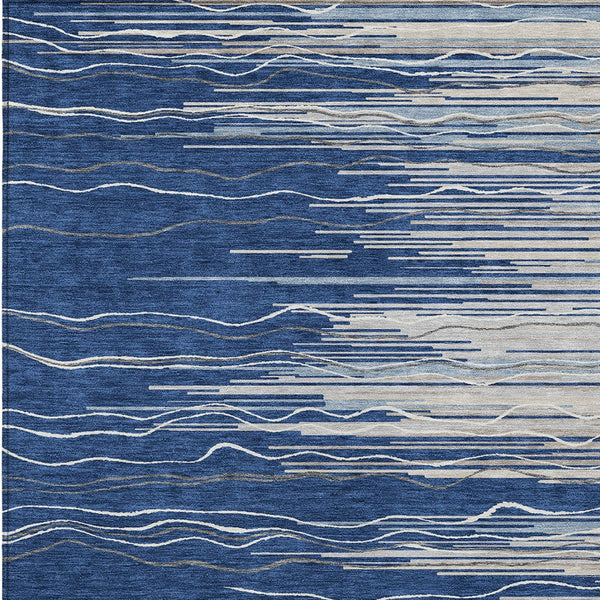 Homeroots 3' Striped Washable Area Rug - Stylish Brown, Beige & Ivory Design For Indoor And Outdoor Use 5' X 8' Polyester 597266