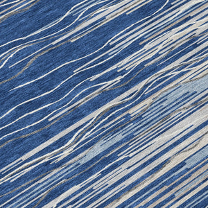 Homeroots 3' Striped Washable Area Rug - Stylish Brown, Beige & Ivory Design For Indoor And Outdoor Use 8' Round Polyester 597267