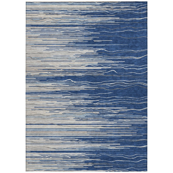 Homeroots 3' Striped Washable Area Rug - Stylish Brown, Beige & Ivory Design For Indoor And Outdoor Use 8' X 10' Polyester 597268