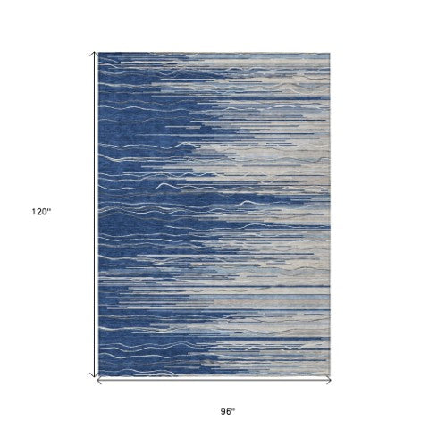 Homeroots 3' Striped Washable Area Rug - Stylish Brown, Beige & Ivory Design For Indoor And Outdoor Use 8' X 10' Polyester 597268