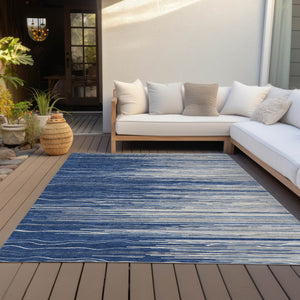 Homeroots 3' Striped Washable Area Rug - Stylish Brown, Beige & Ivory Design For Indoor And Outdoor Use 9' X 12' Polyester 597269