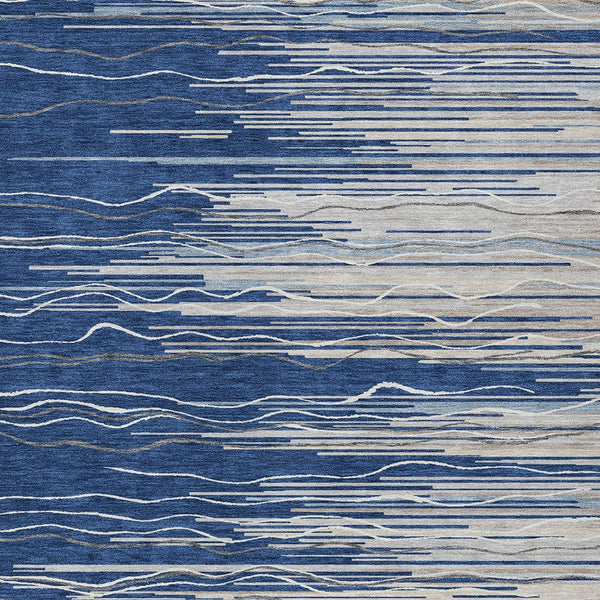 Homeroots 3' Striped Washable Area Rug - Stylish Brown, Beige & Ivory Design For Indoor And Outdoor Use 9' X 12' Polyester 597269