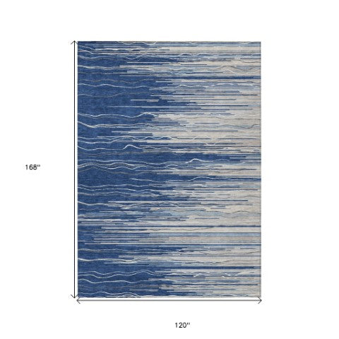 Homeroots 3' Striped Washable Area Rug - Stylish Brown, Beige & Ivory Design For Indoor And Outdoor Use 10' X 14' Polyester 597270