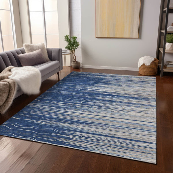 Homeroots 3' Striped Washable Area Rug - Stylish Brown, Beige & Ivory Design For Indoor And Outdoor Use 10' X 14' Polyester 597270