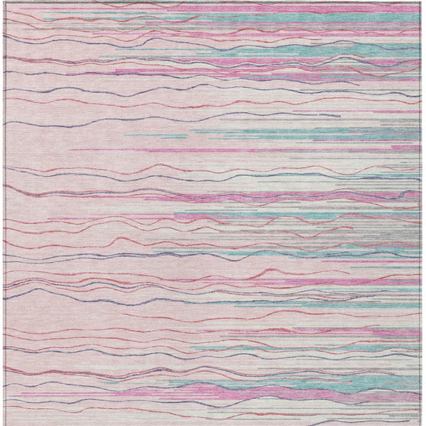 Homeroots 3' Striped Washable Area Rug - Stylish Brown, Beige & Ivory Design For Indoor And Outdoor Use 3' X 5' Polyester 597271