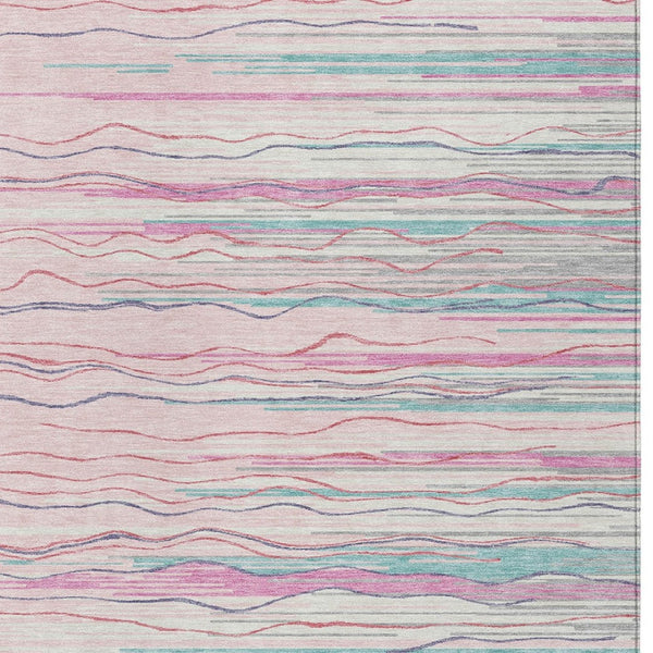 Homeroots 3' Striped Washable Area Rug - Stylish Brown, Beige & Ivory Design For Indoor And Outdoor Use 5' X 8' Polyester 597272