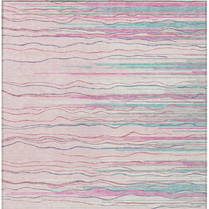 Homeroots 3' Striped Washable Area Rug - Stylish Brown, Beige & Ivory Design For Indoor And Outdoor Use 5' X 8' Polyester 597272