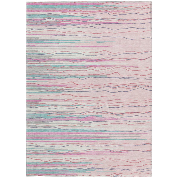 Homeroots 3' Striped Washable Area Rug - Stylish Brown, Beige & Ivory Design For Indoor And Outdoor Use 8' X 10' Polyester 597274